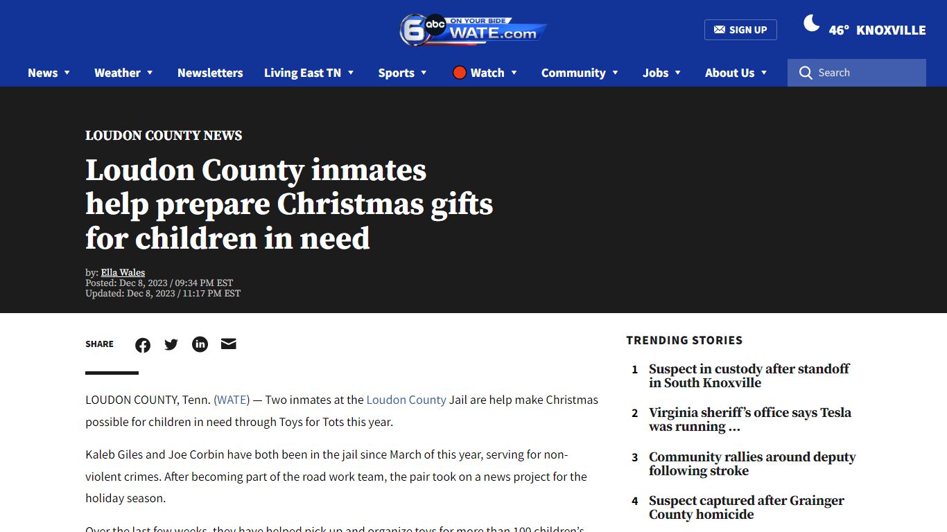 Loudon County inmates help prepare Christmas gifts for children in need ...